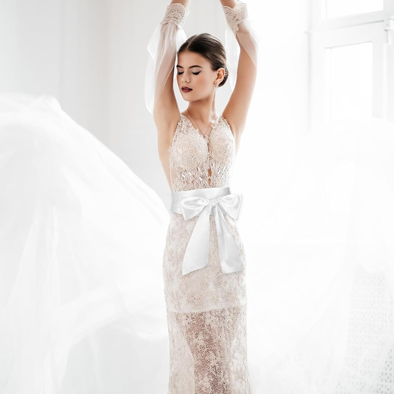 Ceinture longue en Satin pour femmes, pour robe à nœud, pour fête de mariage, occasions spéciales