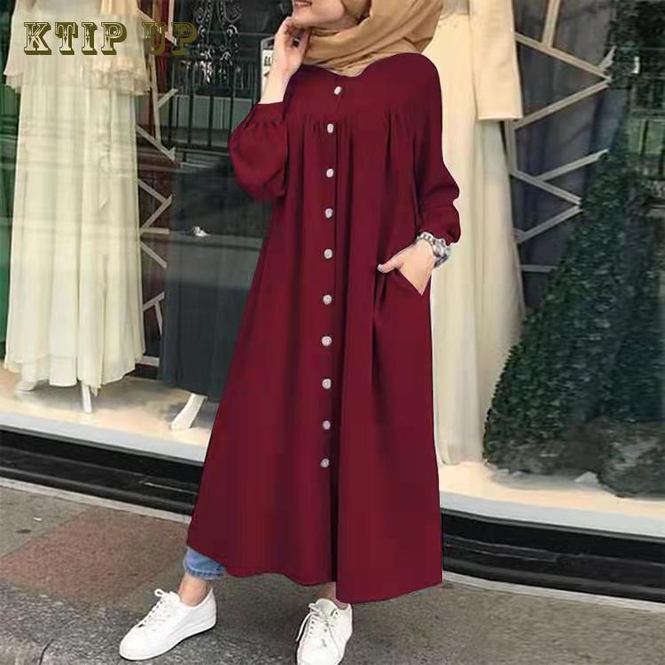 Robe longue Kimono musulmane Hijab pour femmes, Abaya de Dubaï, vêtements islamiques, chemise à boutons, robes Maxi, Abaya africaine