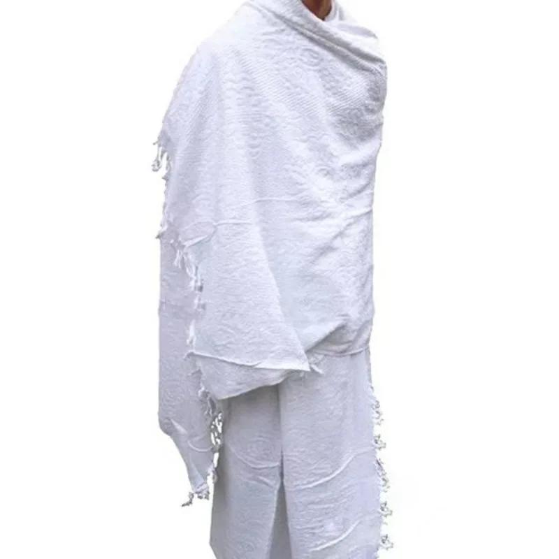 Serviette d'Ihram blanche pure pour le Hajj, châle de prière islamique, serviette de plage saoudienne