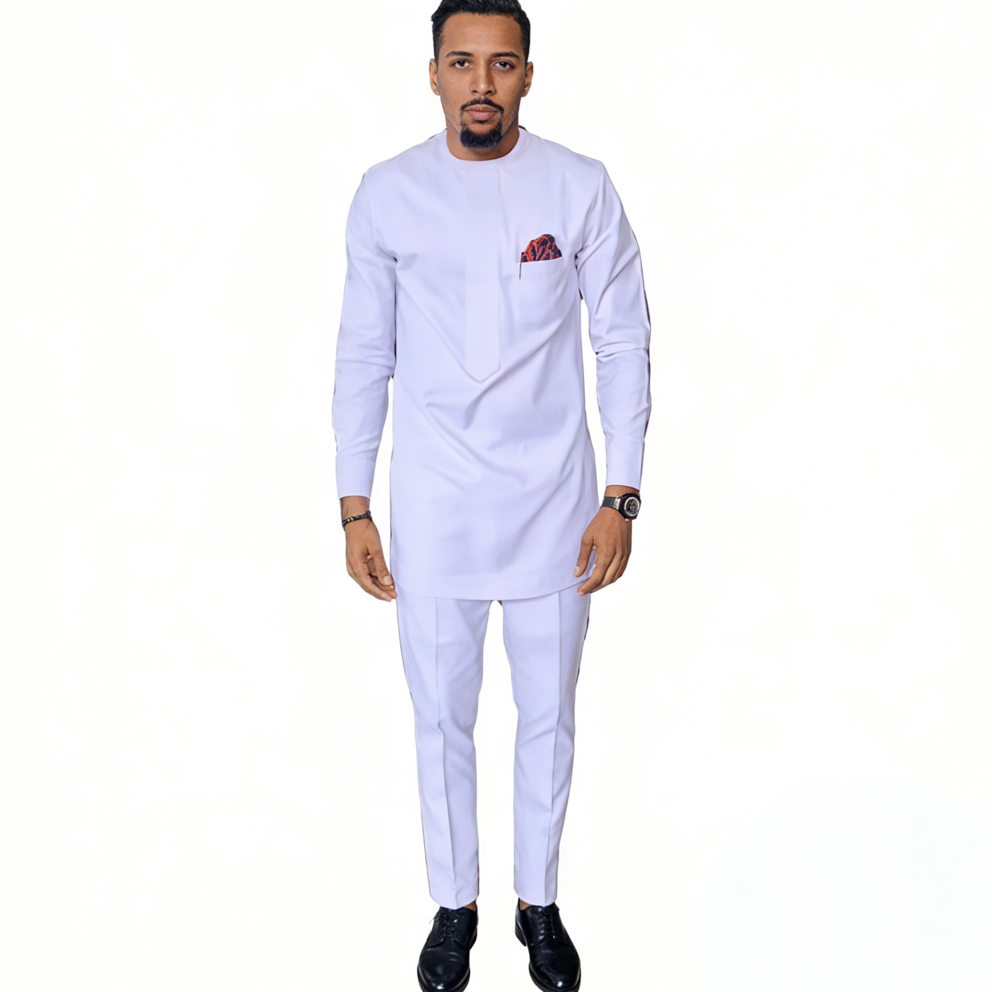 Ensembles de pantalons et chemises de mode africaine, pantalons blancs unis, style sénateur, costumes de marié pour hommes, grandes tailles, tenues de fête, vêtements africains