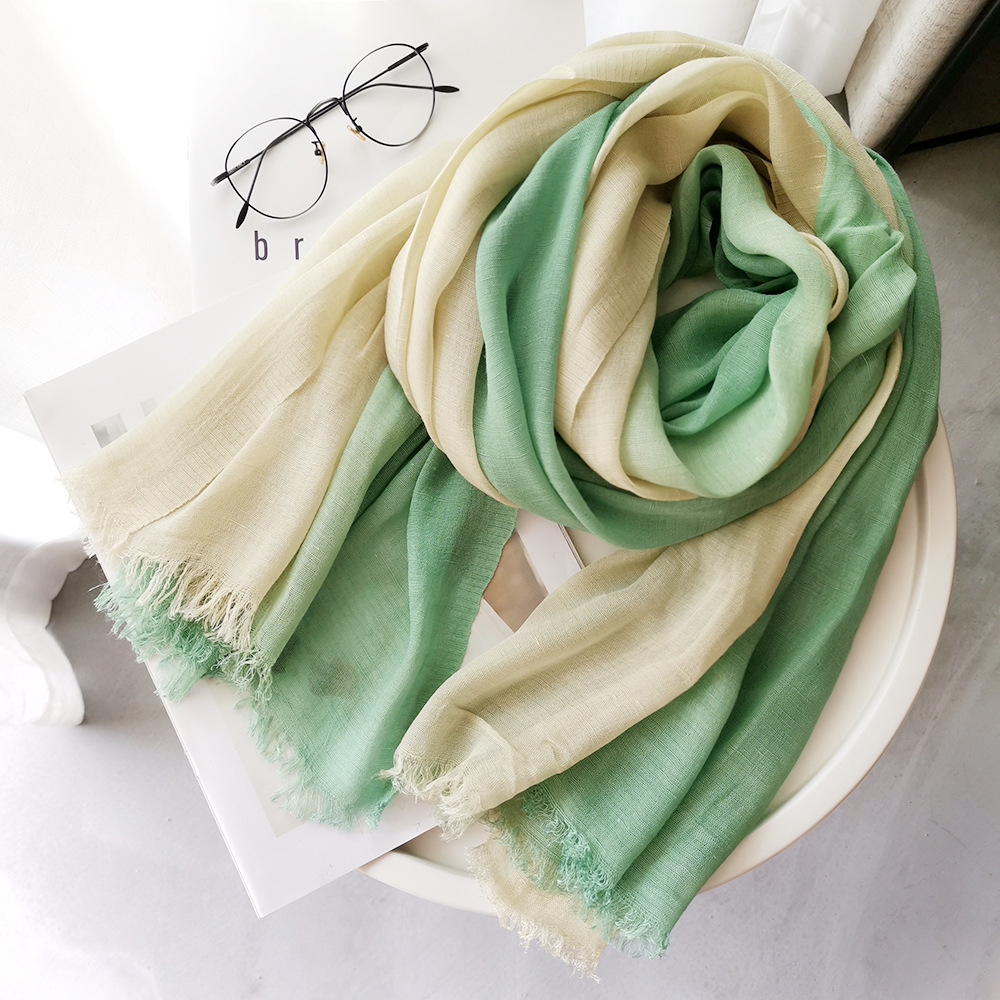 Foulard Long en coton pour femme, élégant, châle, Bandana, Hijab, couleur dégradée, 90x190cm, hiver