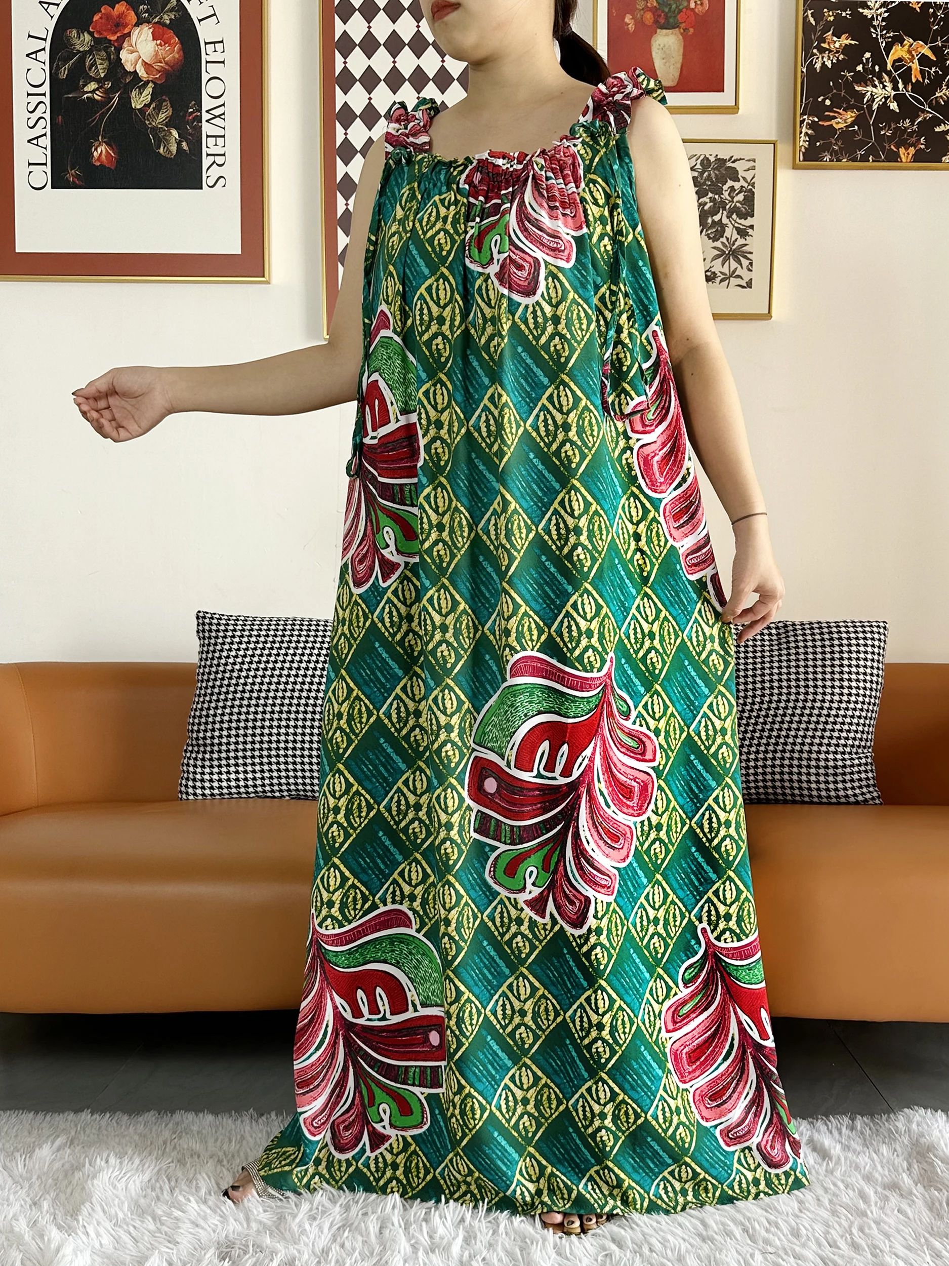 Robe d'été en fibre de coton avec écharpes pour femmes, sous-robe, Abaya Dashiki, Maxi Lady Robe, Kaftan, Robe éducative, 2024