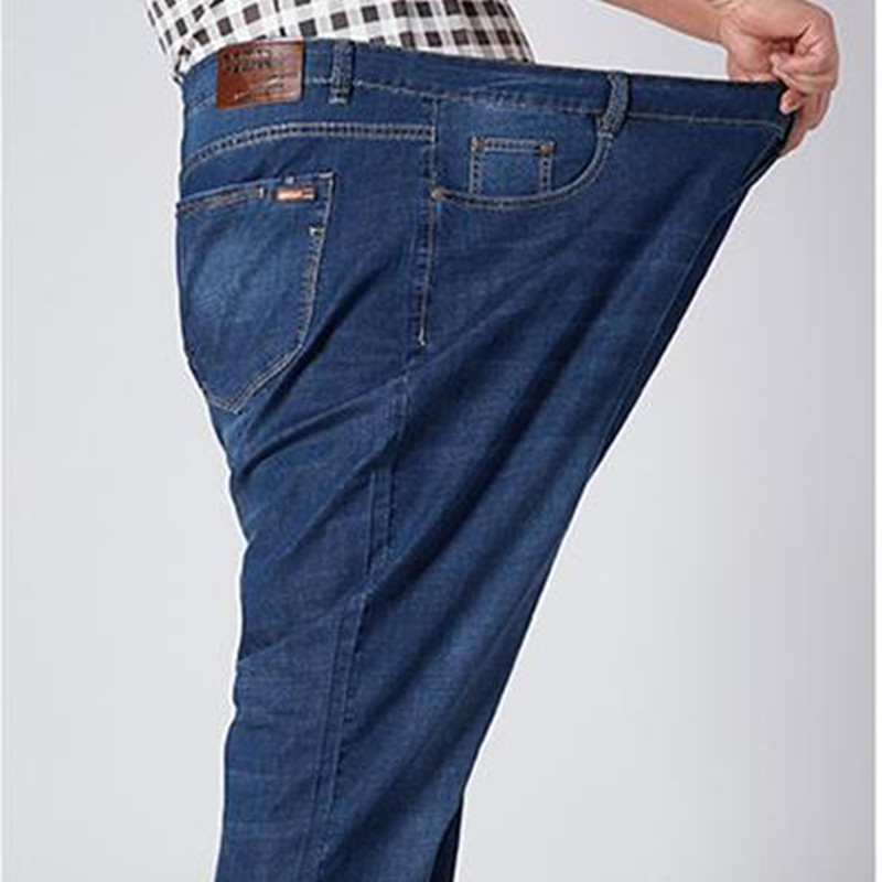Jean élastique bleu pour homme, pantalon en denim, grande taille, Extra Large, FJ46 48 52