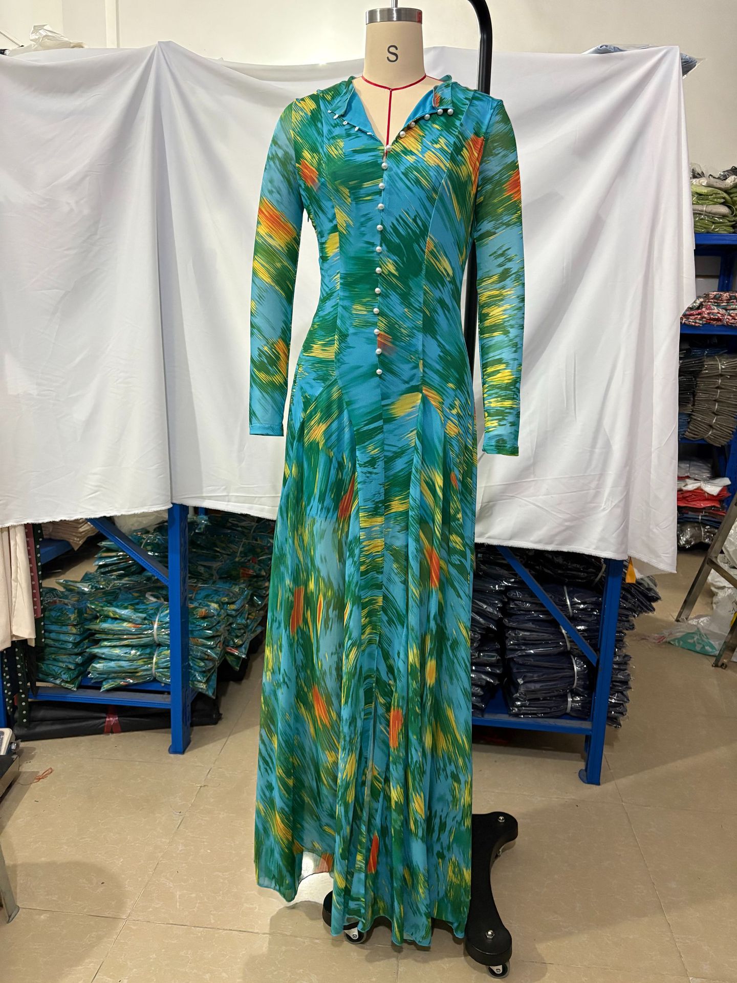 Robe longue pour femme, sexy, imprimée, style Y2K, streetwear, col en V, manches longues, moulante aux hanches, élégante, pour soirée, fête, travail, 2026