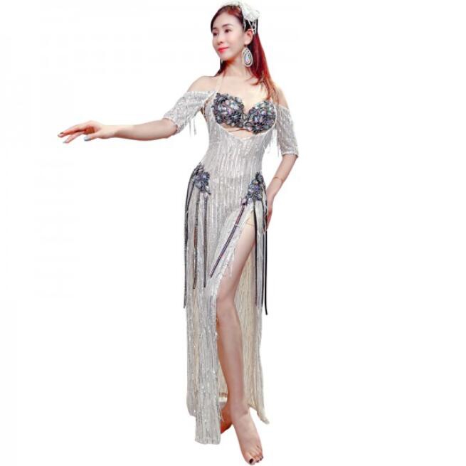 Ensemble de olympiques de danse du ventre pour femmes, robe à pampilles et soutien-gorge, tenue personnalisée pour adultes et enfants, vêtements de performance
