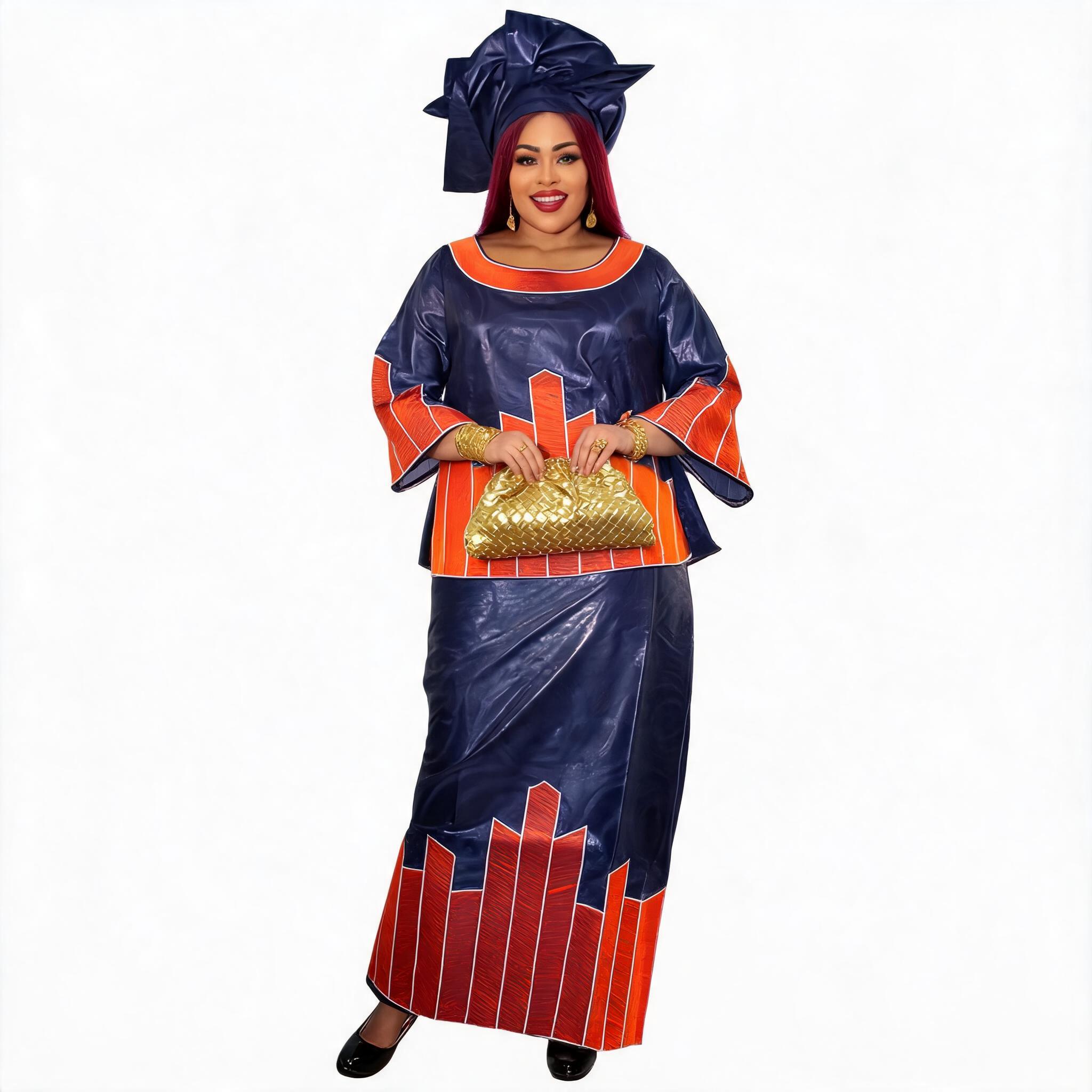 Robes africaines pour femmes grande taille, robe longue avec écharpe, design brodé Bazin Riche