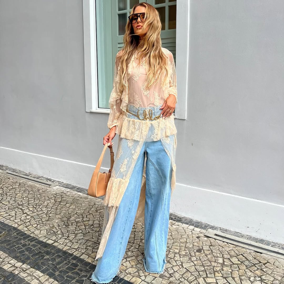 Femmes pure à manches longues dentelle Duster Robe voir à travers maille courte devant longue dos décontracté haut fluide asymétrique couverture Ups