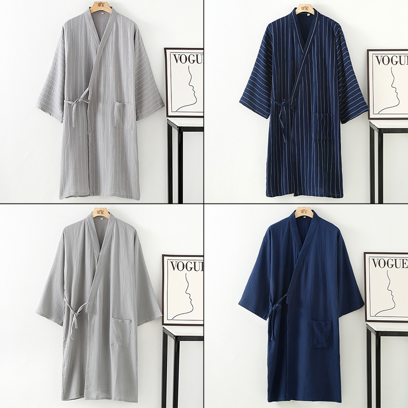 Kimono de Samouraï Traditionnel Japonais en Pur Coton pour Homme, Robe de Nuit, Tenue de Sauna, Longue, Tenue de Maison