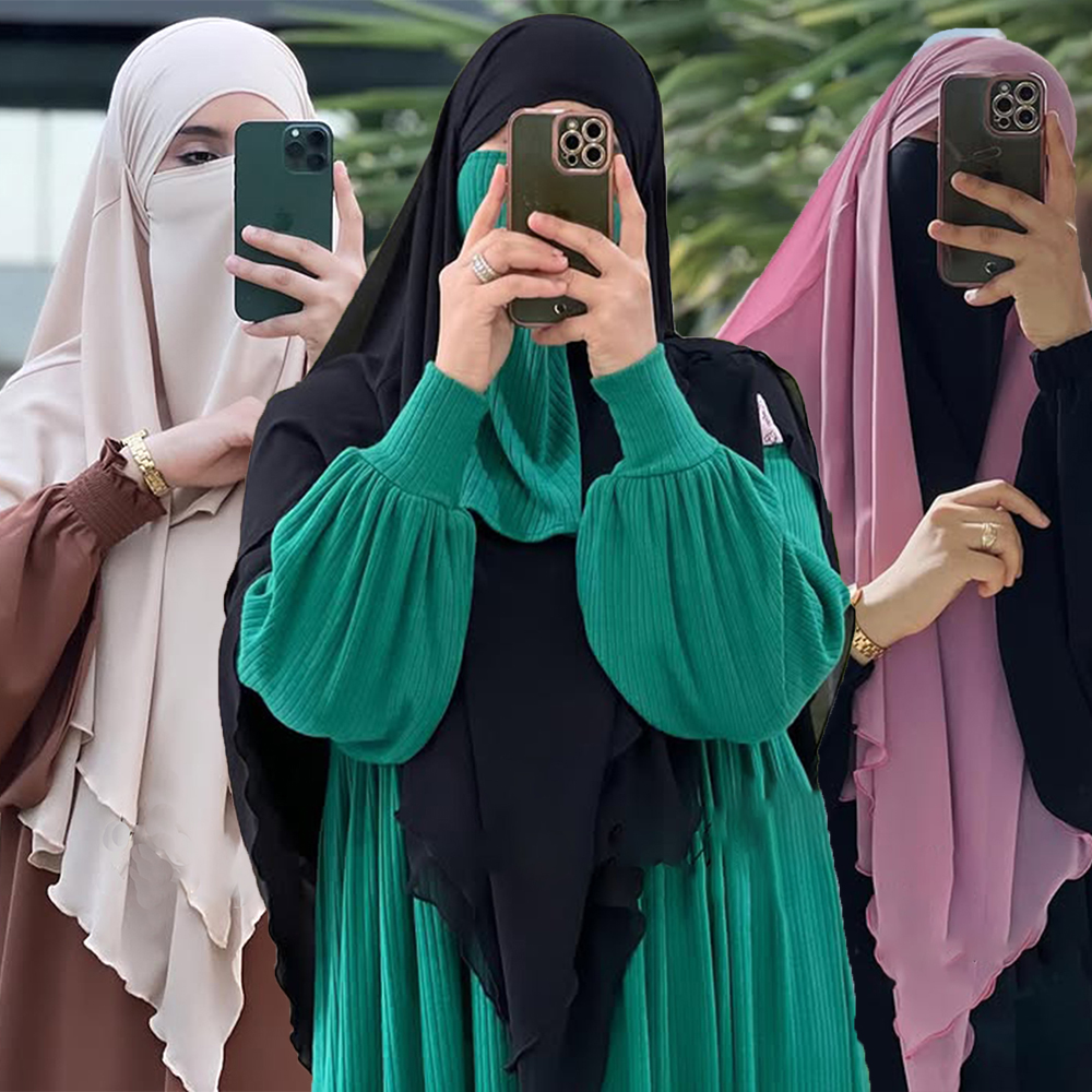 Foulard en mousseline de soie Hijab instantané Double couche de qualité supérieure, châle respirant pour femmes musulmanes, Hijab en mousseline de soie respirant malaisien