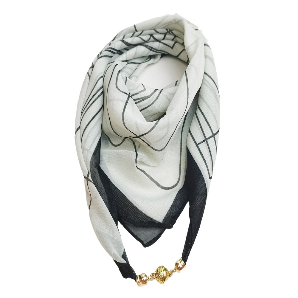 Petit foulard à boucle magnétique pour femme, foulard carré en soie pour le printemps et l'été, protection du cou, foulard triangulaire
