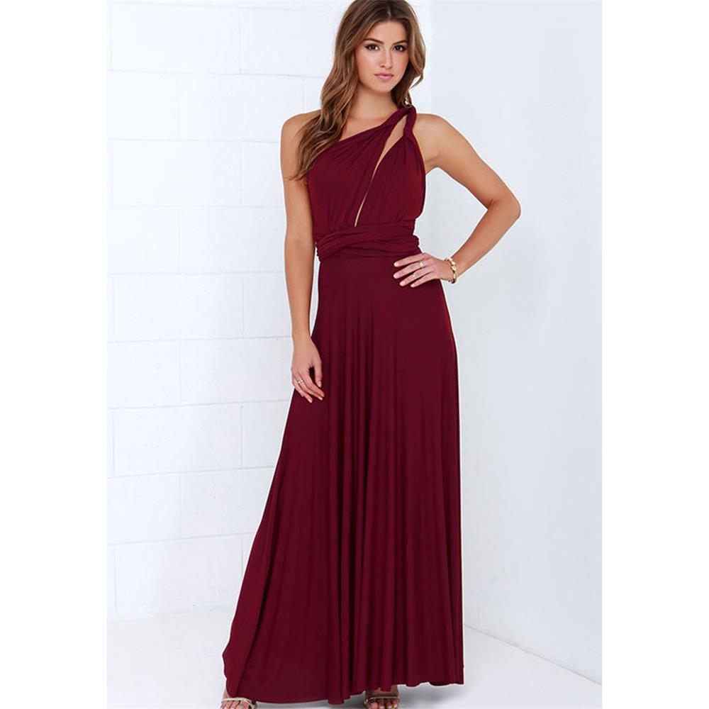 Robe longue d'été Sexy pour demoiselle d'honneur, portefeuille multi-voies, Convertible, Maxi, rouge, sans bretelles, ajourée, tenue de soirée à bandes, 2025