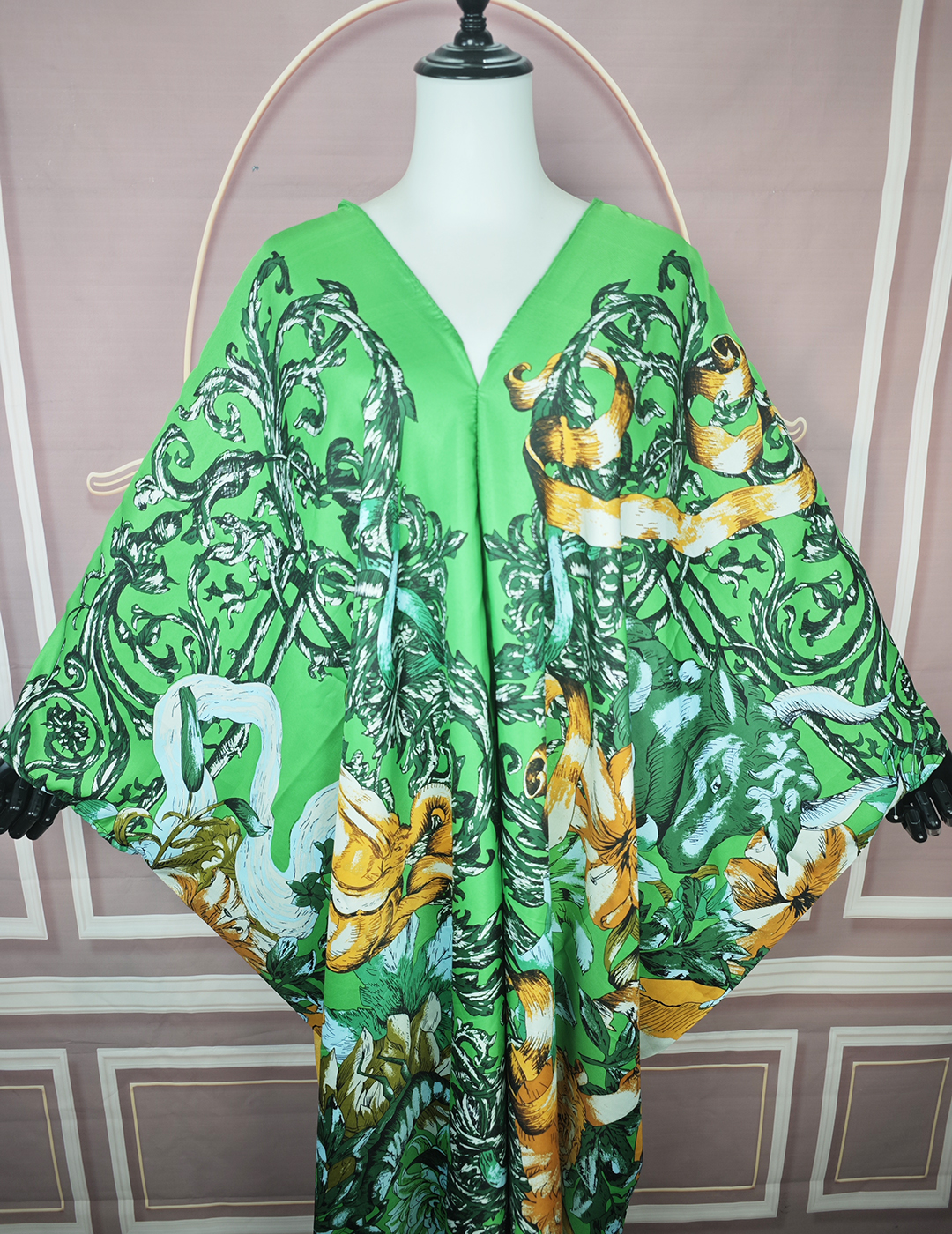 Vêtements de plage d'été robe caftan ample élégant imprimé femmes musulmanes Boho col en v soie robe Maxi femme africaine Streetwear Abaya
