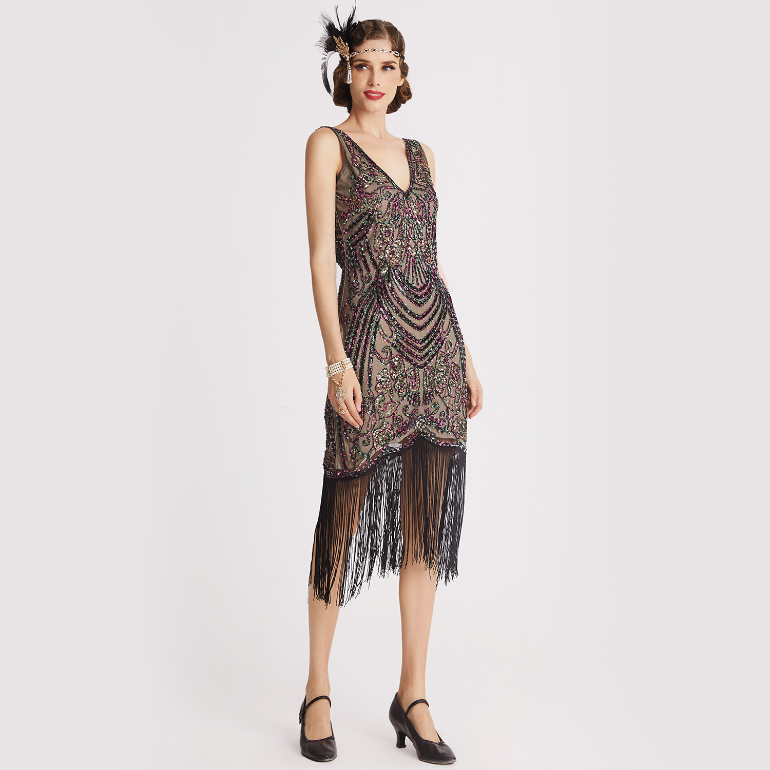 Robe évasée vintage à franges pour femmes, robe pour dames, robe de testostérone, années 20, années 1920