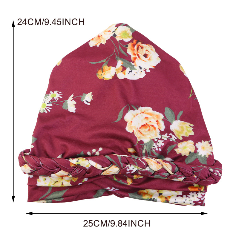 Nouveau femmes bohème noué Turban chapeau fleur imprimé tressé foulard casquettes musulman Hijab élastique Bonnet bonnets chimio chapeaux