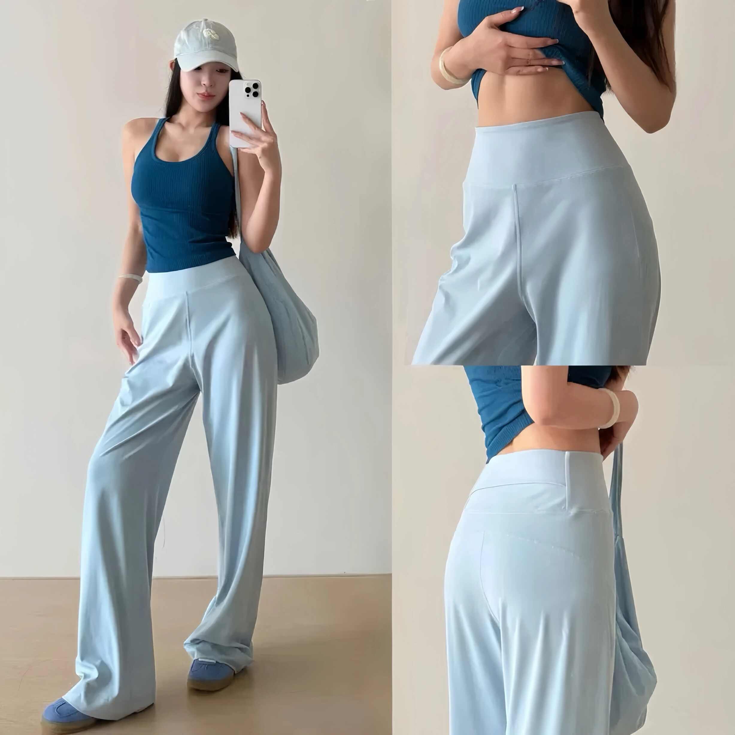 Pantalon large sportif taille haute pour femme, respirant et décontracté, idéal pour les activités de plein air