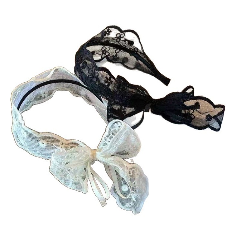 Serre-tête large en dentelle avec nœud, style vintage coréen, pour femmes, hommes et filles, accessoires de cheveux tendance