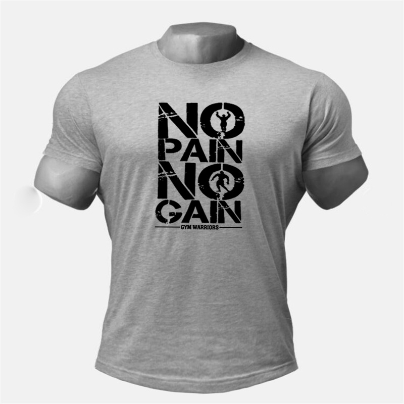 T-shirt à manches courtes en coton pour homme, vêtements de musculation, fitness, entraînement, pas de douleur, pas de revenu