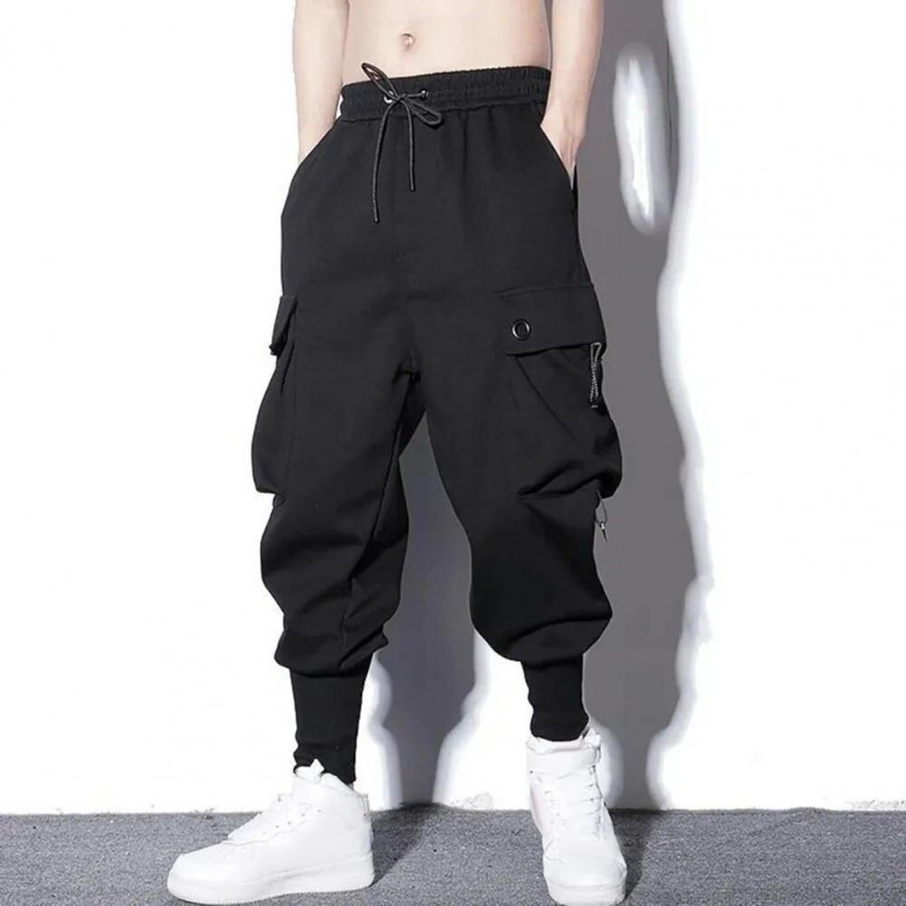 Pantalon cargo monochrome pour homme, pantalon de survêtement multi-poches, tissu respirant, Wstring de proximité, taille élastique