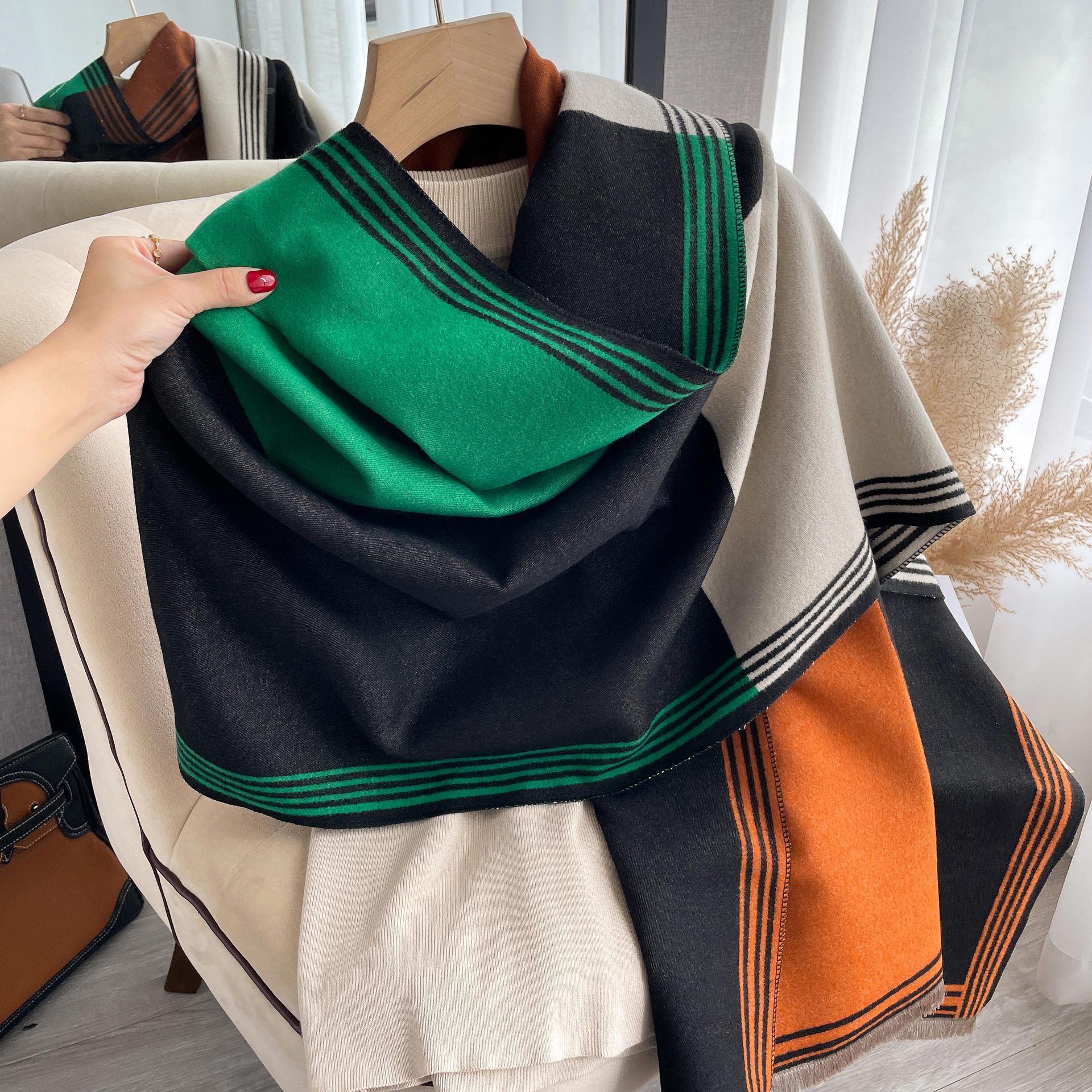 Écharpe d'hiver de luxe femmes cachemire chaud Pashmina marque Foulard femme châles enveloppes épais doux Bufanda Poncho foulards étole 2025
