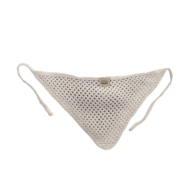 Nouvelle Écharpe Triangulaire Tricotée Creuse de Qualité Supérieure, Couleur Unie, Style Rétro Artistique, Bandeau Cheveux Tendance, Décoration de Taille pour Femme