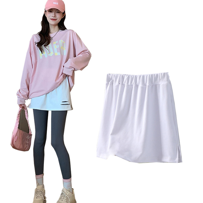 Faux chemise en coton blanc pour femmes, jupe irrégulière, faux chemisier pour filles, pull, ourlet de queue, mode bricolage, sous-jupe trapèze détachable
