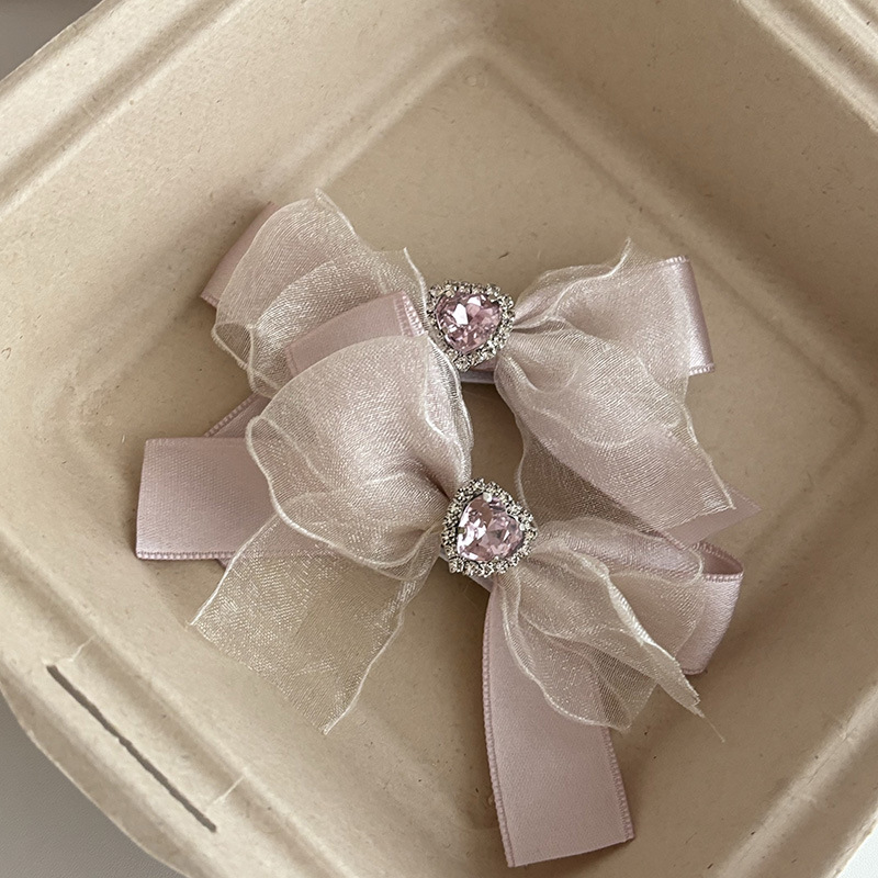 Pince à cheveux pour femmes, ruban rose, nœud papillon, ensemble de pinces à cheveux pour filles, frange latérale, cheveux cassés, pince BB, perle, couvre-chef, ensemble de pinces à cheveux