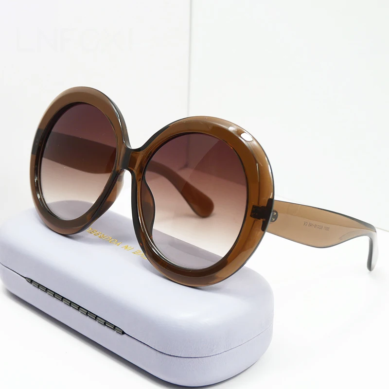 Lunettes de soleil rondes surdimensionnées pour femmes et hommes, marque de luxe, grandes montures, lunettes de soleil, grandes lunettes de protection, lunettes de conduite unisexes
