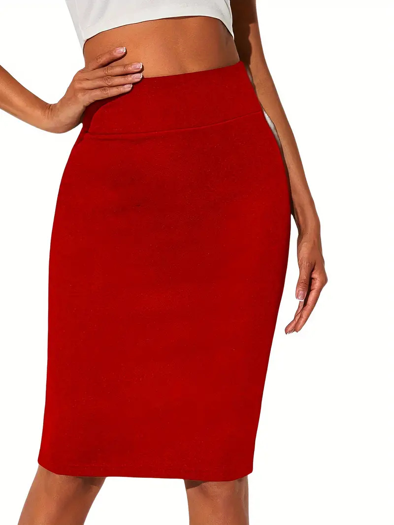 Jupe moulante à taille haute de couleur unie, jupe décontractée printemps-été, vêtements pour femmes