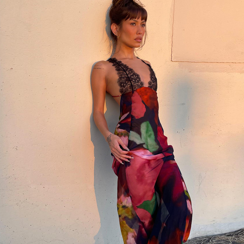 Mode femmes queue de poisson robes élégante robe de soirée Cocktail nouveau Sexy dos nu sans manches longue moulante coupe ajustée robe imprimée