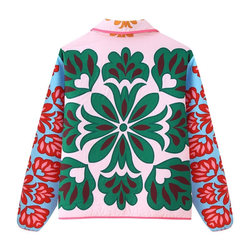 KADUWAKI mode imprimé lambrissé matelassé coton veste à manches longues poche Cardigan manteau automne hiver quotidien décontracté hauts vêtements d'extérieur