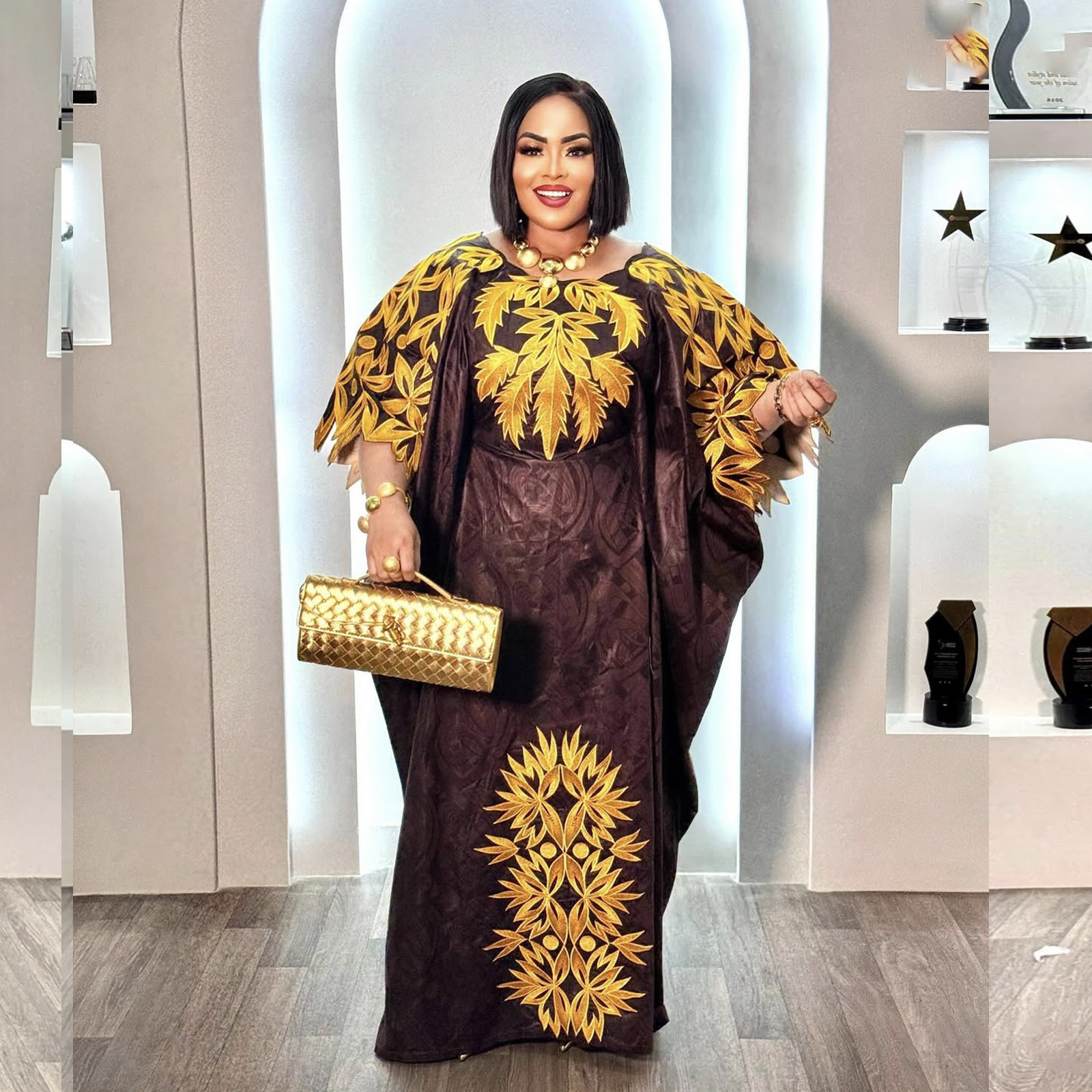 Tenue africaine pour femmes Abaya broderie grande taille robe d'église de fête élégante