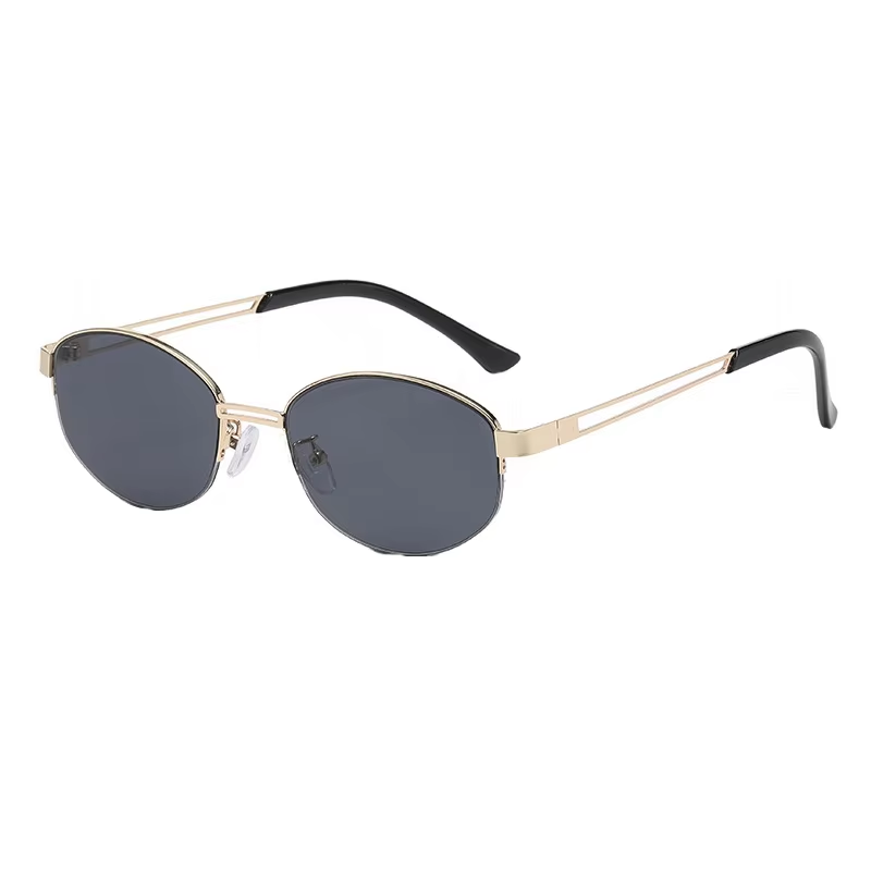 Lunettes pour femme, lunettes de soleil pour homme – Lunettes de soleil ovales à monture métallique UV400, lunettes de soleil tendance pour l'extérieur