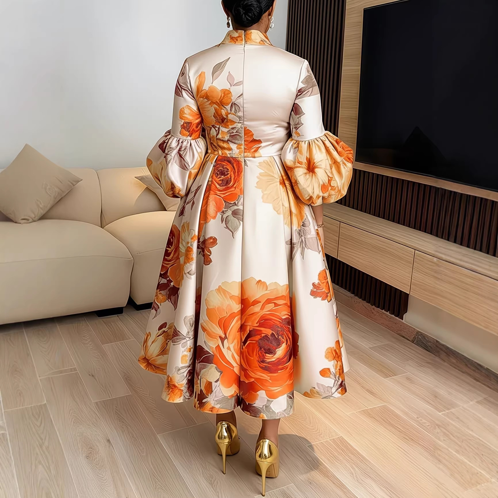 Robe élégante pour femme pour mariage, fête, été, style africain, manches courtes, polyester, imprimé, robe midi, Dashiki, vêtements africains