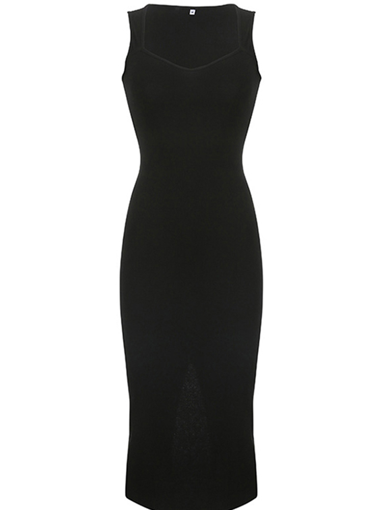 Robe longue en maille pour femmes, mode coréenne, col carré, décontractée, vêtements vintage Y2K assortis