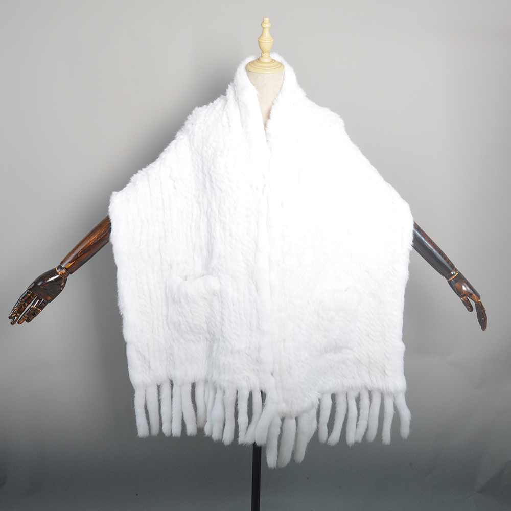 Nouveautés luxe femmes réel lapin fourrure écharpe dame mode tricoté véritable lapin fourrure foulards hiver chaud naturel fourrure silencieux