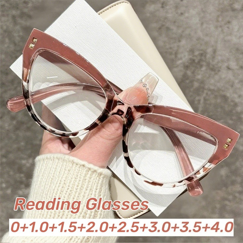 Lunettes de lecture surdimensionnées pour femmes, design de luxe unisexe, presbytie, dioptries plus élevées, lunettes vintage œil de chat unisexe