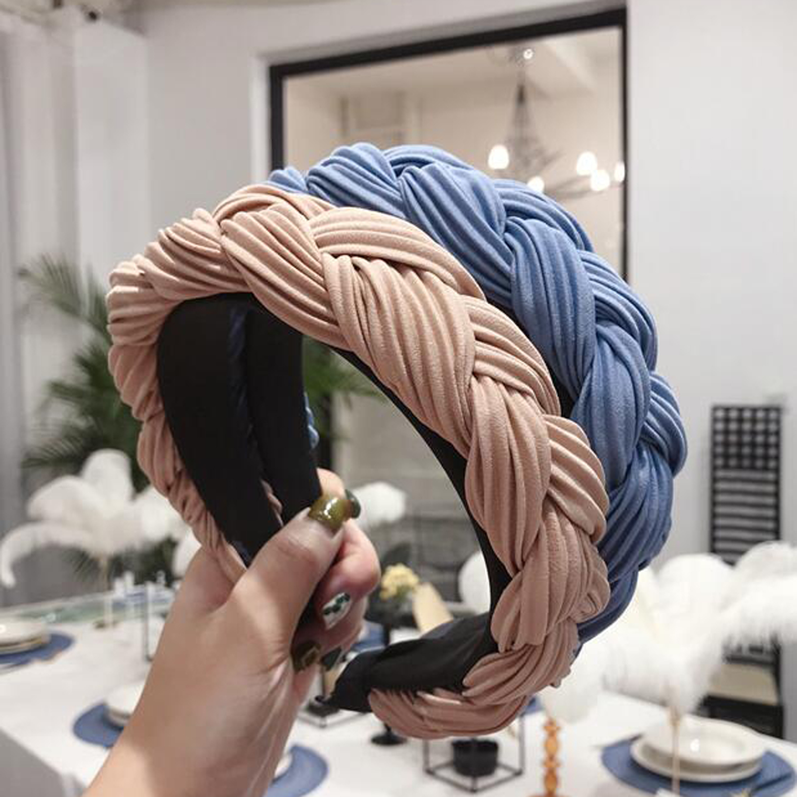 Nouvelle mode femmes bandeau noeud croisé tresse bandeau adulte automne hiver chapeaux large côté Turban cheveux accessoires