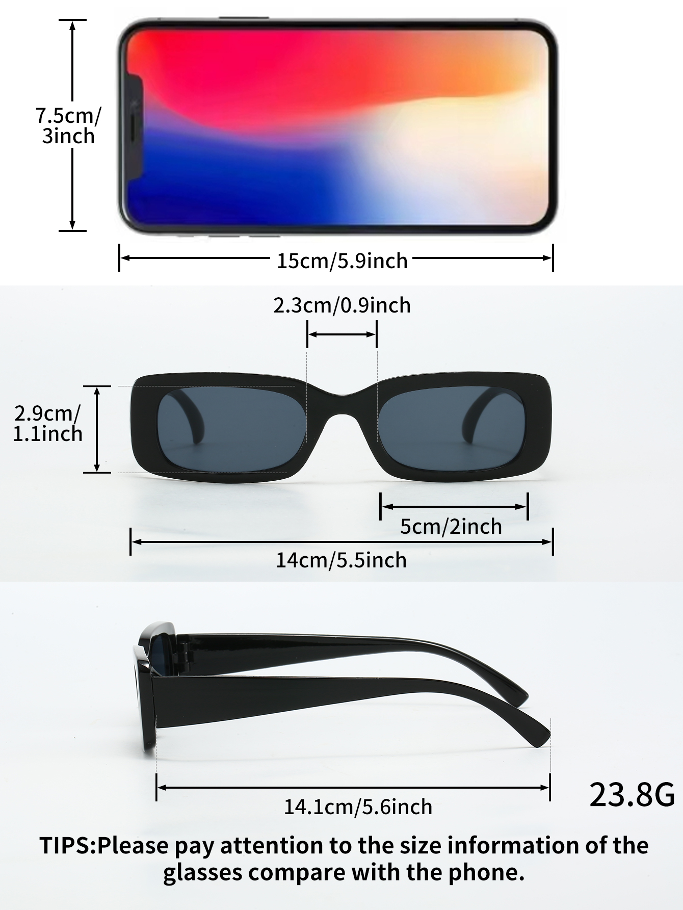 Ensemble de lunettes décoratives décontractées à monture rectangulaire, 2 pièces, légères, portables et durables, décontractées au quotidien