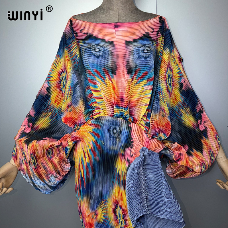 Robe plissée ajustée WINYI pour femme, coupe haute, style kaftan musulman, abaya de luxe de Dubaï, longue robe de soirée, idéale pour la plage