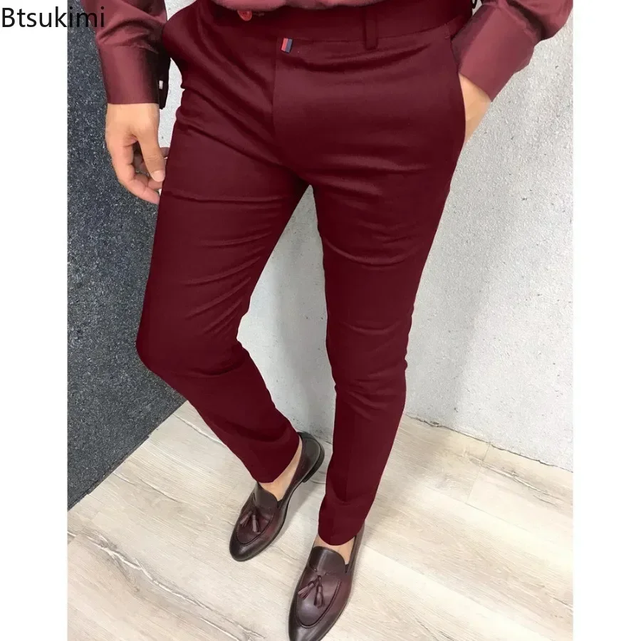 Pantalon décontracté pour hommes, mode quotidienne, formel, taille haute, Slim, solide, polyvalent, petits pieds, quatre saisons, 2026