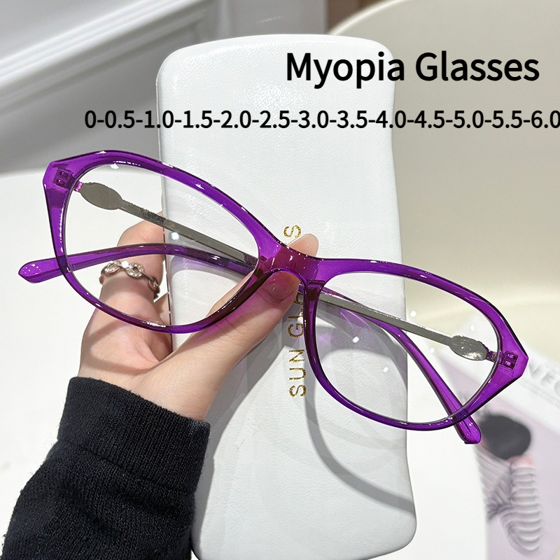 Lunettes de myopie de forme ovale, durables, Anti lumière bleue, avec montures métalliques, lunettes de myopie finies, adaptées à diverses formes de visage