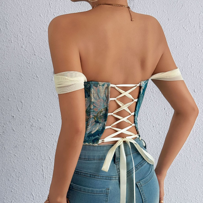 Camisole en arête de poisson imprimé rétro américain pour femme, haut court Slim épissé en dentelle, Streetwear Floral Vintage, débardeur de plage, 2026