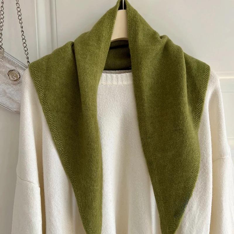 Écharpe triangulaire tricotée en laine de Style coréen pour femmes, foulard tricoté multifonctionnel chaud, 1 pièce
