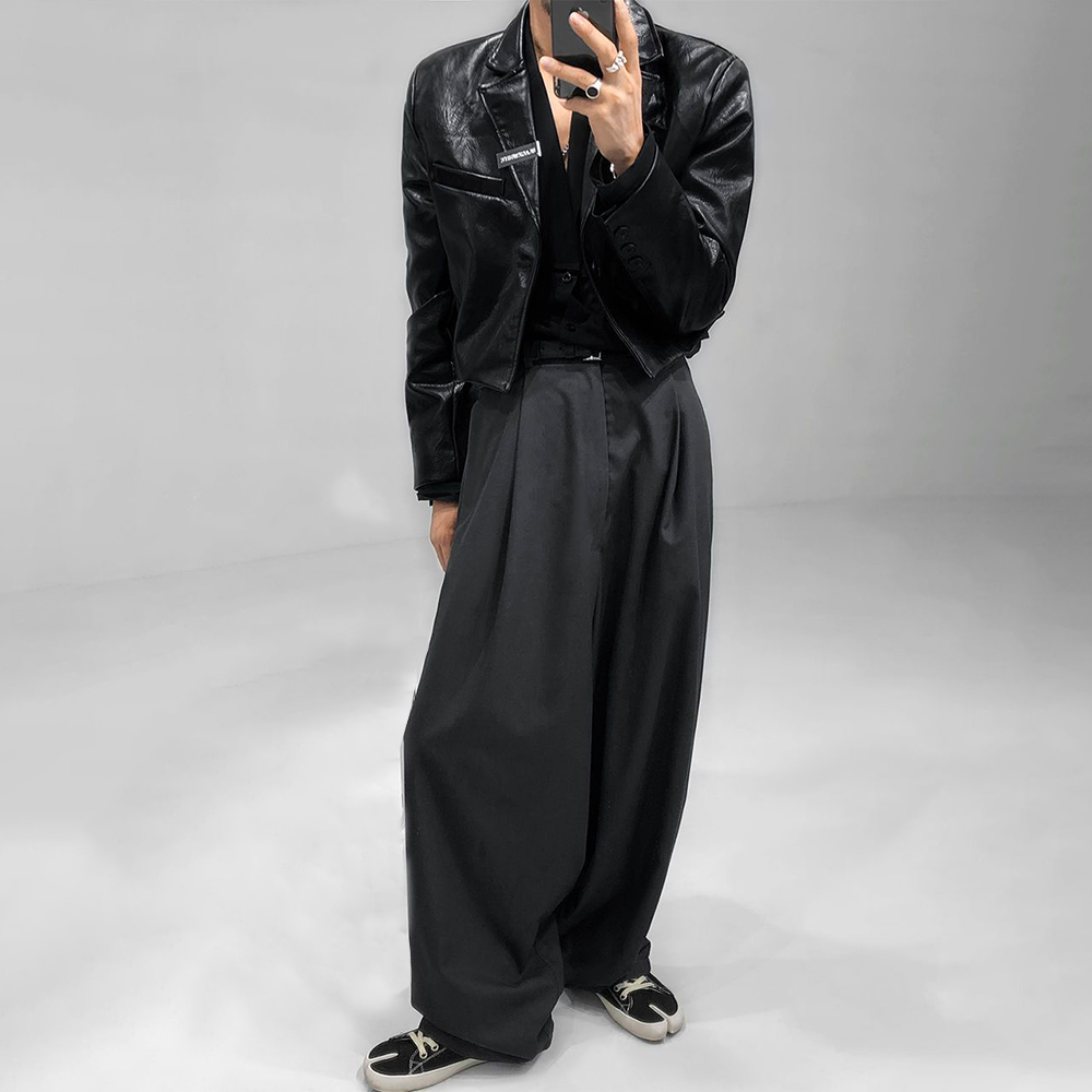 Hommes automne et hiver élégant britannique décontracté rue en cuir vêtements unisexe courte veste en cuir veste hommes à manches longues costume