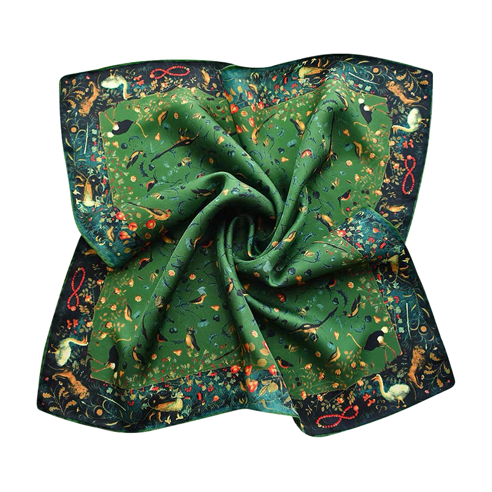 Foulard carré 100% pure soie de mûrier pour femme, imprimé, bandeau, cache-cou, accessoire de luxe pour cheveux, bandana, 53CM