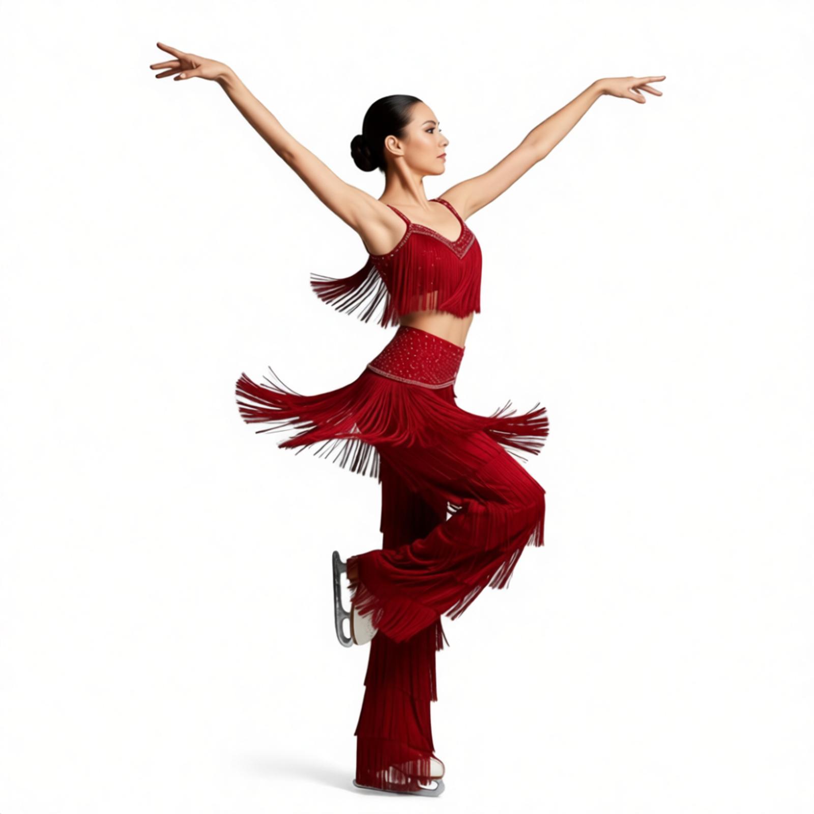 Robe de danse latine pour femmes adultes, pantalon à franges superposées avec strass, Costume de Salsa Samba, Costume de concours de danse