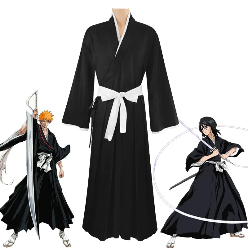 Costumes complets de cosplay anime 2026 Rukia Kurosaki Ichigo Die Pa Soul Society Shinigami Kimono Guerre des Mille Ans