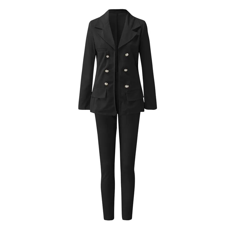 Ensemble 2 pièces pour femme, blazer croisé, veste et pantalon formels, olympiques élégants pour dames, bureau, affaires