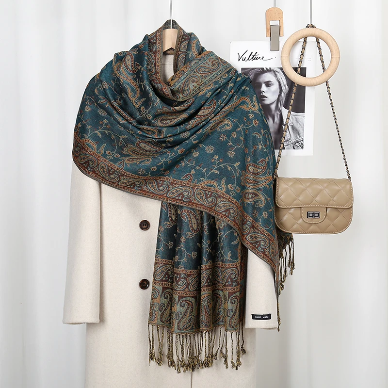 Écharpe en coton Paisley pour femme, écharpes imprimées Jacquard noix de cajou, couverture rétro à pampilles, châles vintage, enveloppes de protection solaire, vente en gros