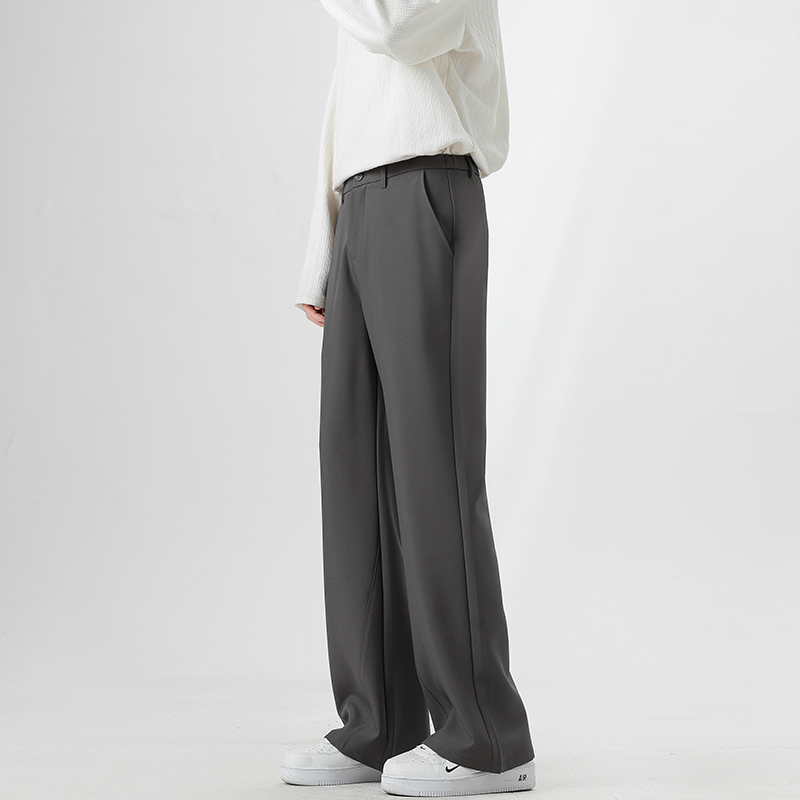 Pantalon de Costume Évasé Coréen pour Homme, Taille Élastique, Coupe Droite Ample, Couleur Unie, Idéal Bureau et Décontracté